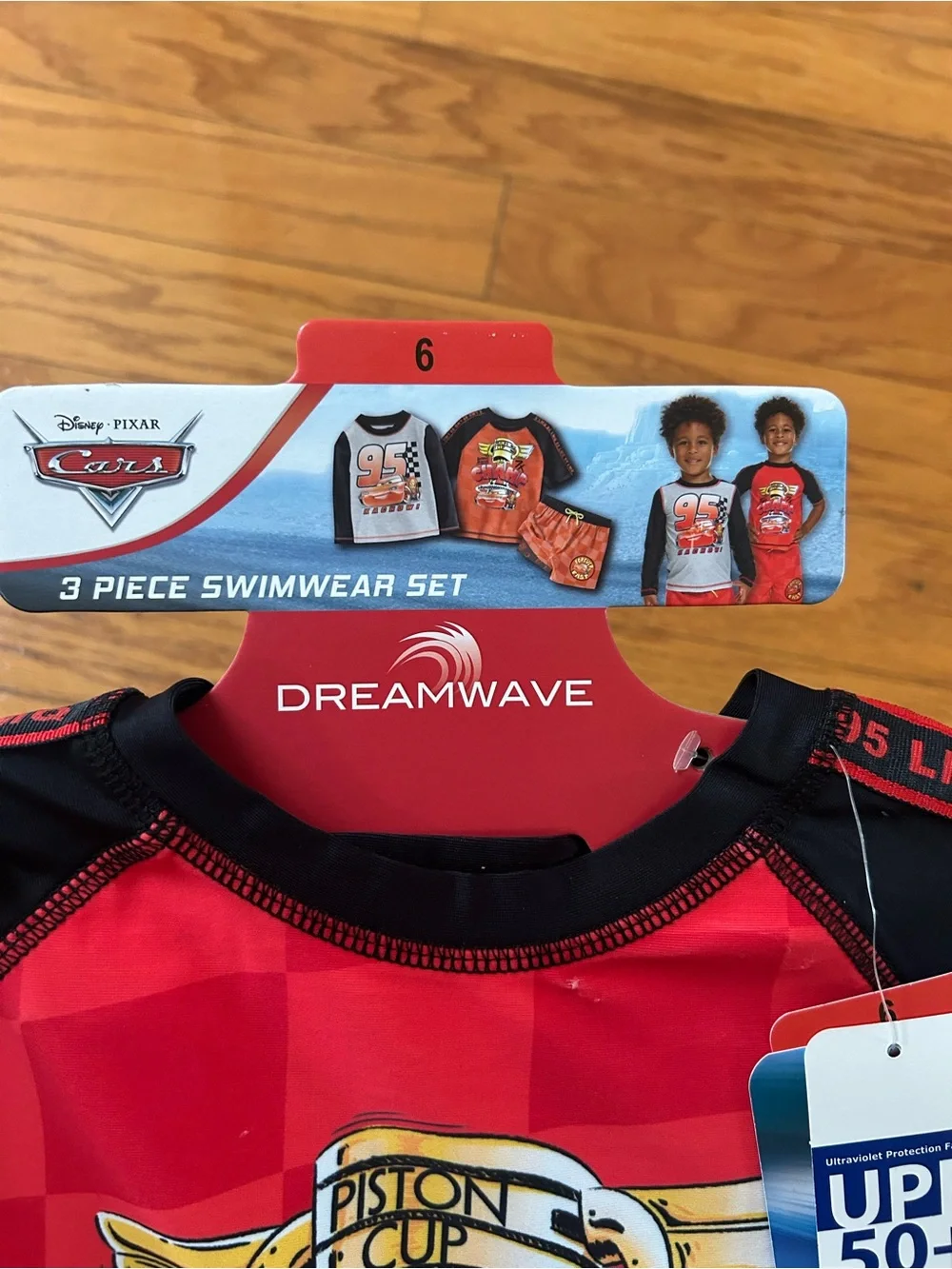 NWT Disney Pixar Lightning car UPF 50+ boys 3pcs swimwear set size 6